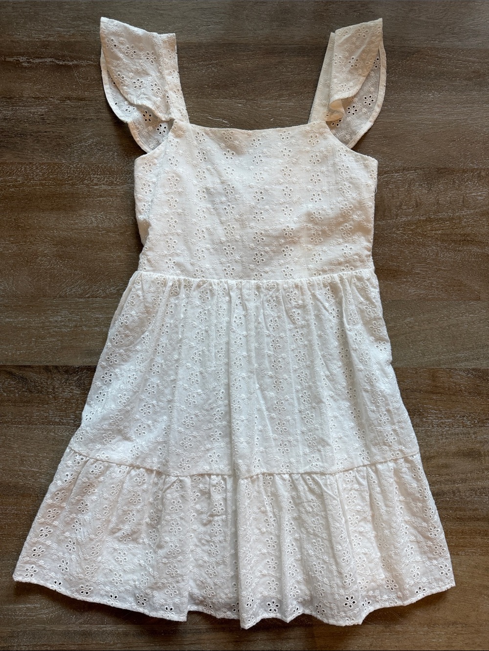 GB Girls White Eyelet Flutter Dress